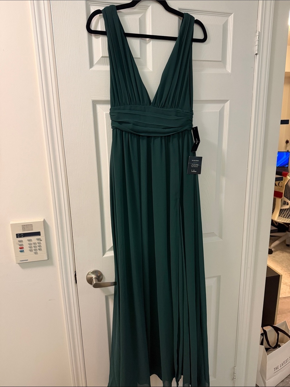 Lulu's Emerald Green Pleated Maxi Dress